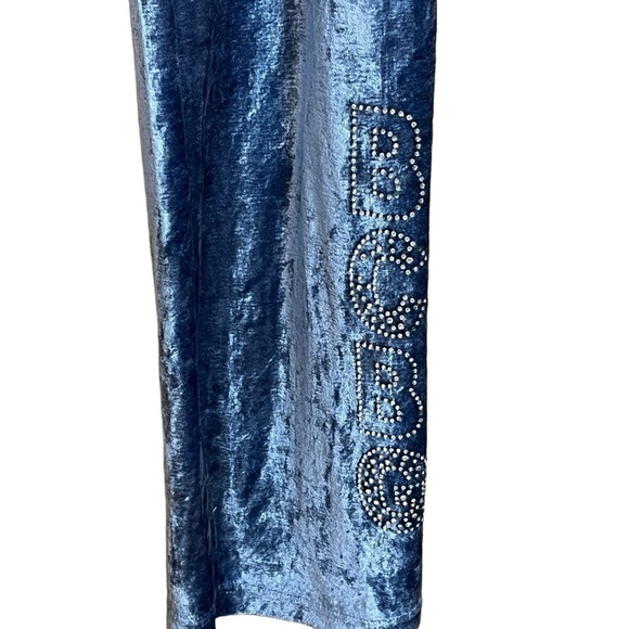 BCBGMAXAZRIA Vintage 2000's Y2K Logo Velour Track Pants Royal Blue Size XL #1290 - Picture 2 of 5